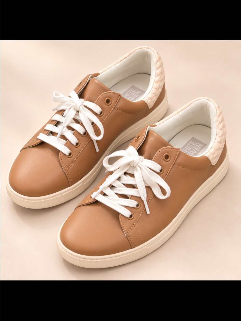 Women’s Tan Leather Low-Top Lace-Up Sneakers